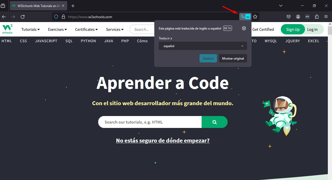 traducir desde firefox