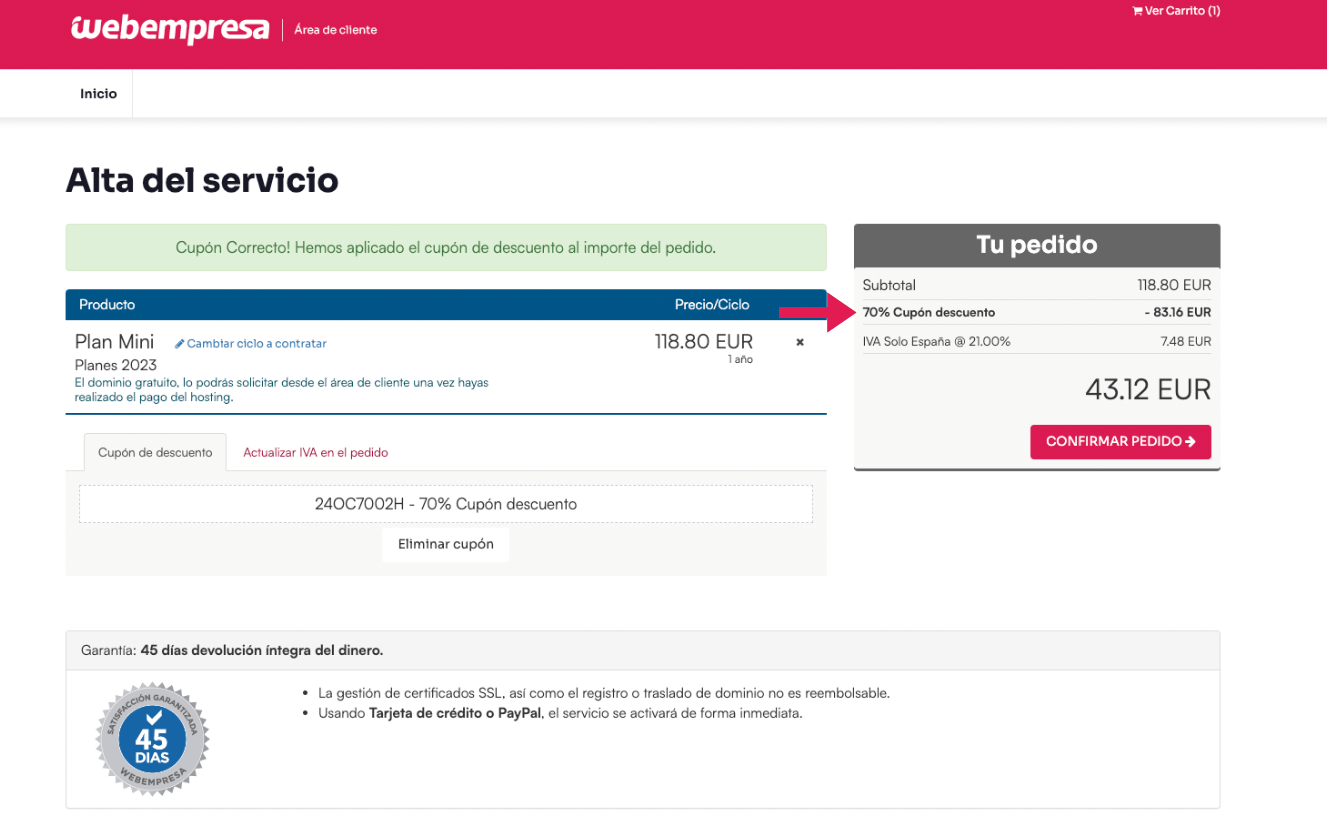 70% dto en hosting febrero