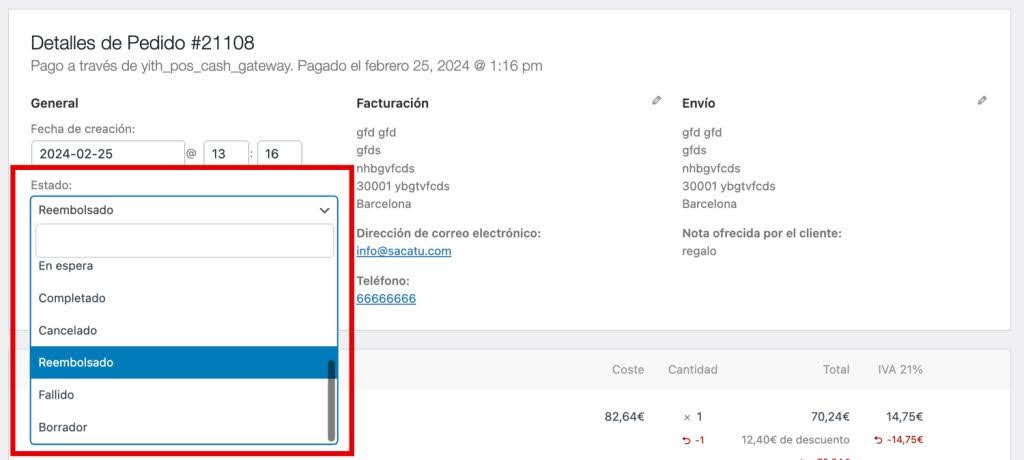 Cambiar de estado el proceso del pedido en WooCommerce de forma manual