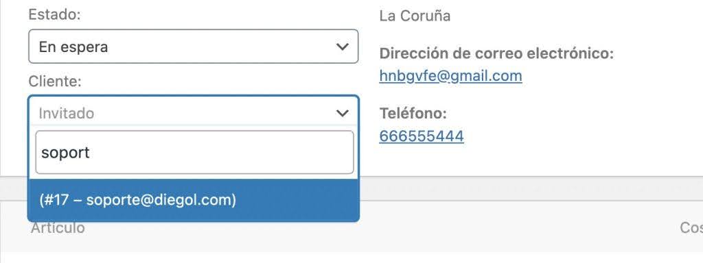 Pedido asignado a usuario en WooCommerce