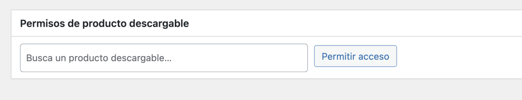 Sección de permisos de producto descargables en WooCommerce