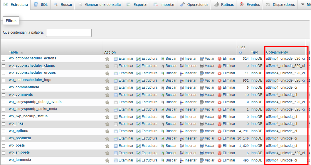 tablas base de datos