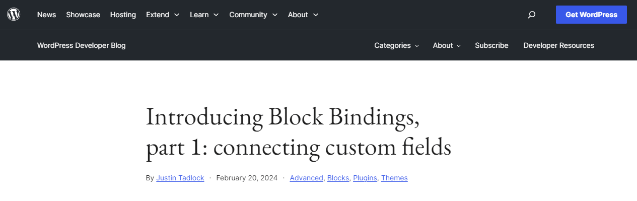 wordpress block bidings