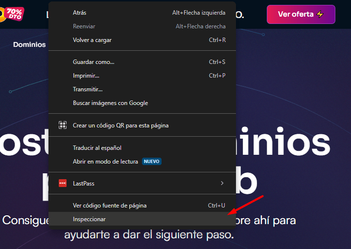 clic derecho inspeccionar