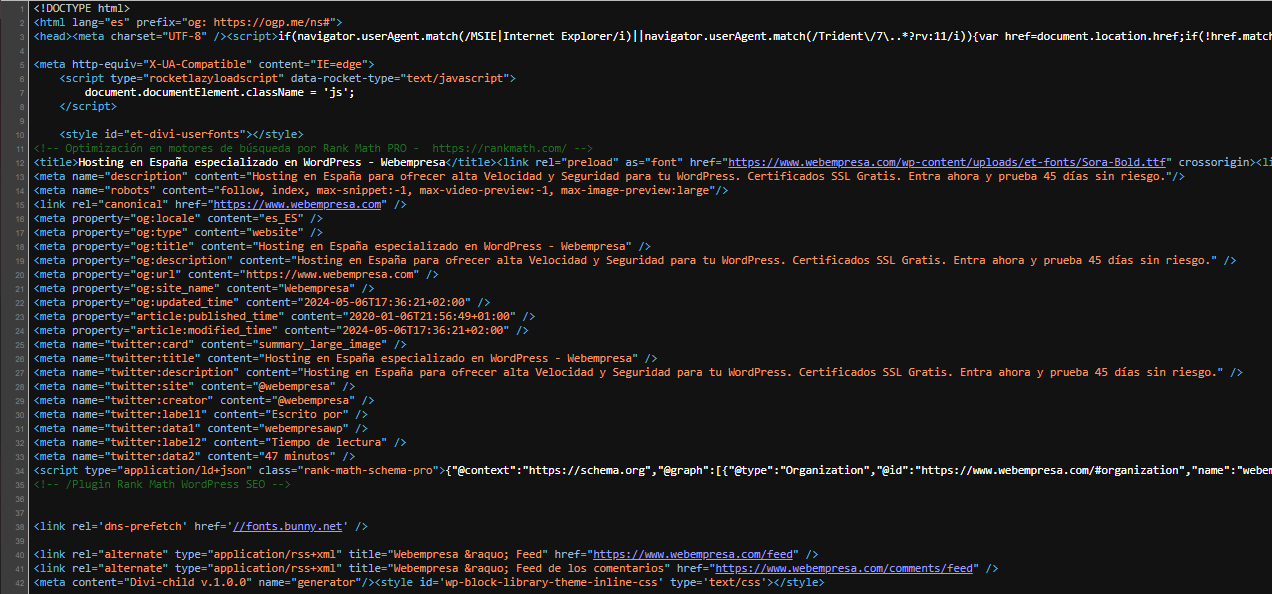 codigo fuente etiquetas html