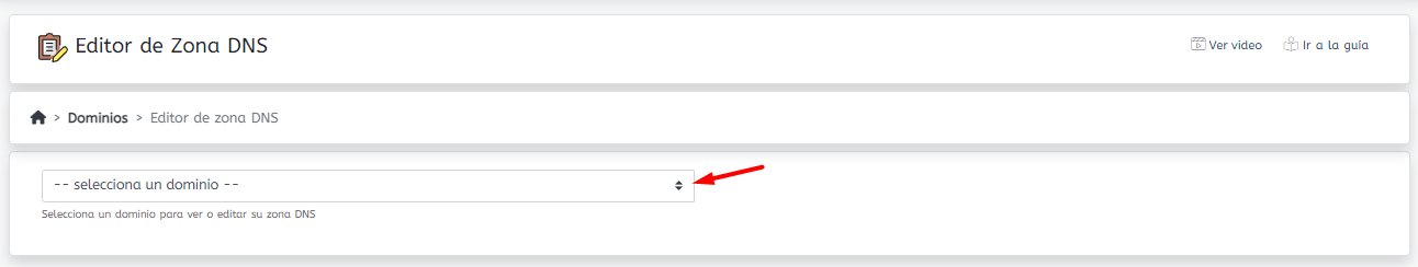 wepanel seleccionar dominio