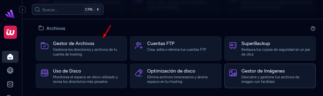wepanel administrador de archivos
