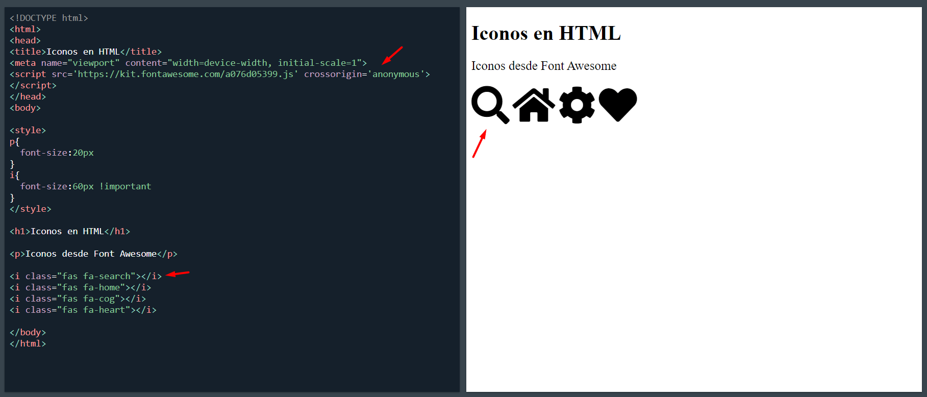 codigo iconos html font awesome