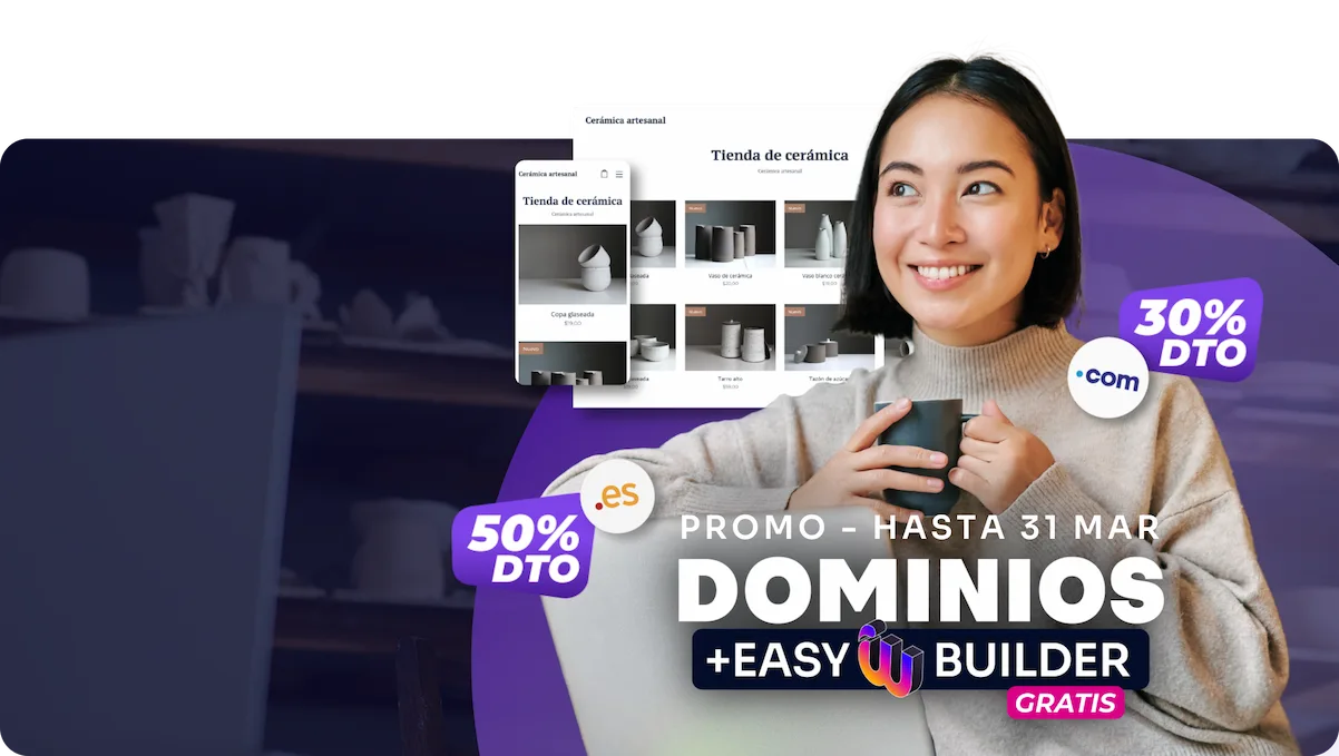 Dominios .com y .es - Mujer con tienda online de cerámica