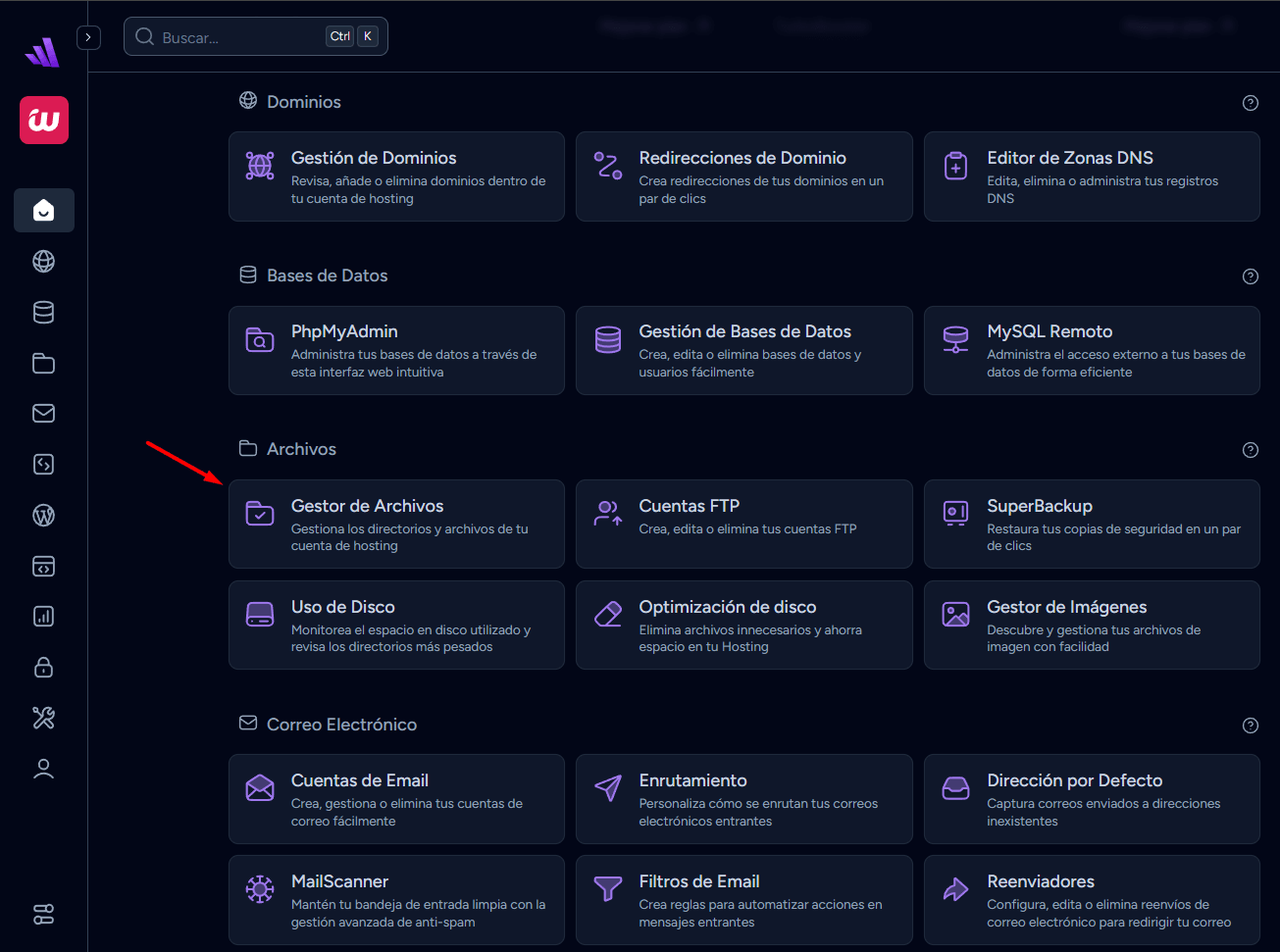wepanel admin de archivos