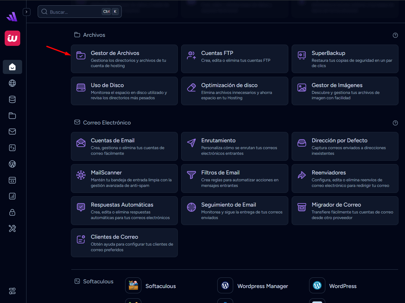 gestor de archivos wepanel