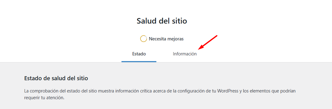 Salud del sitio en WordPress