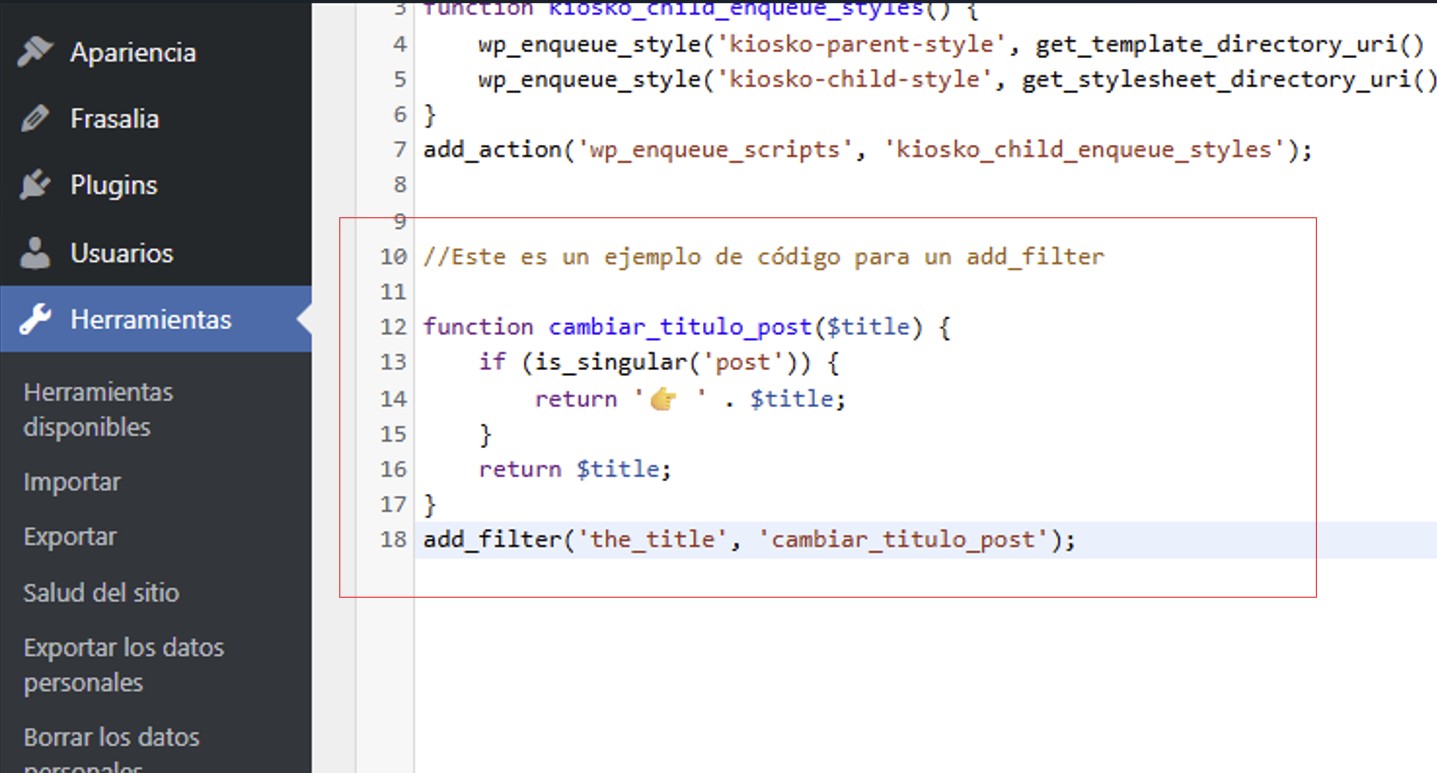 Filtros WordPress