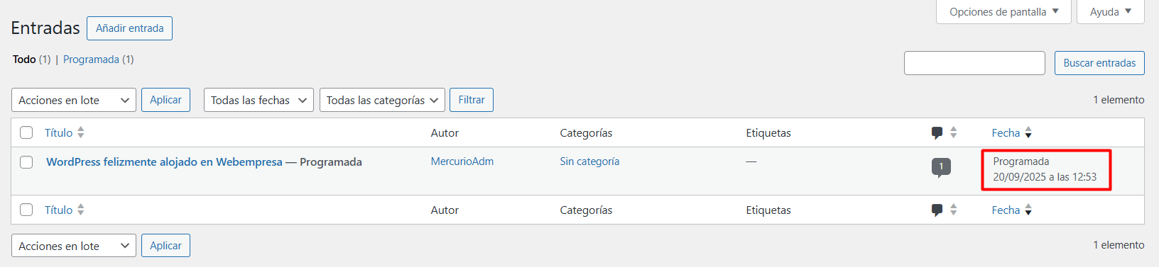 Listado de Entradas del Blog