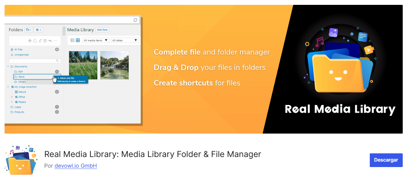 Plugin Real Media Library: Media Library Folder & File Manager
