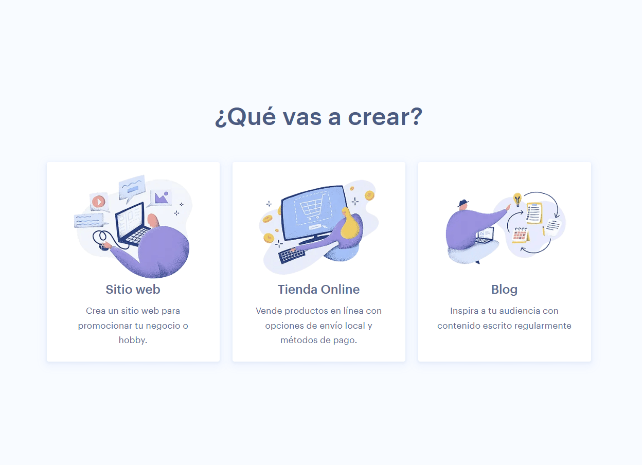 Opciones crear Webuilder