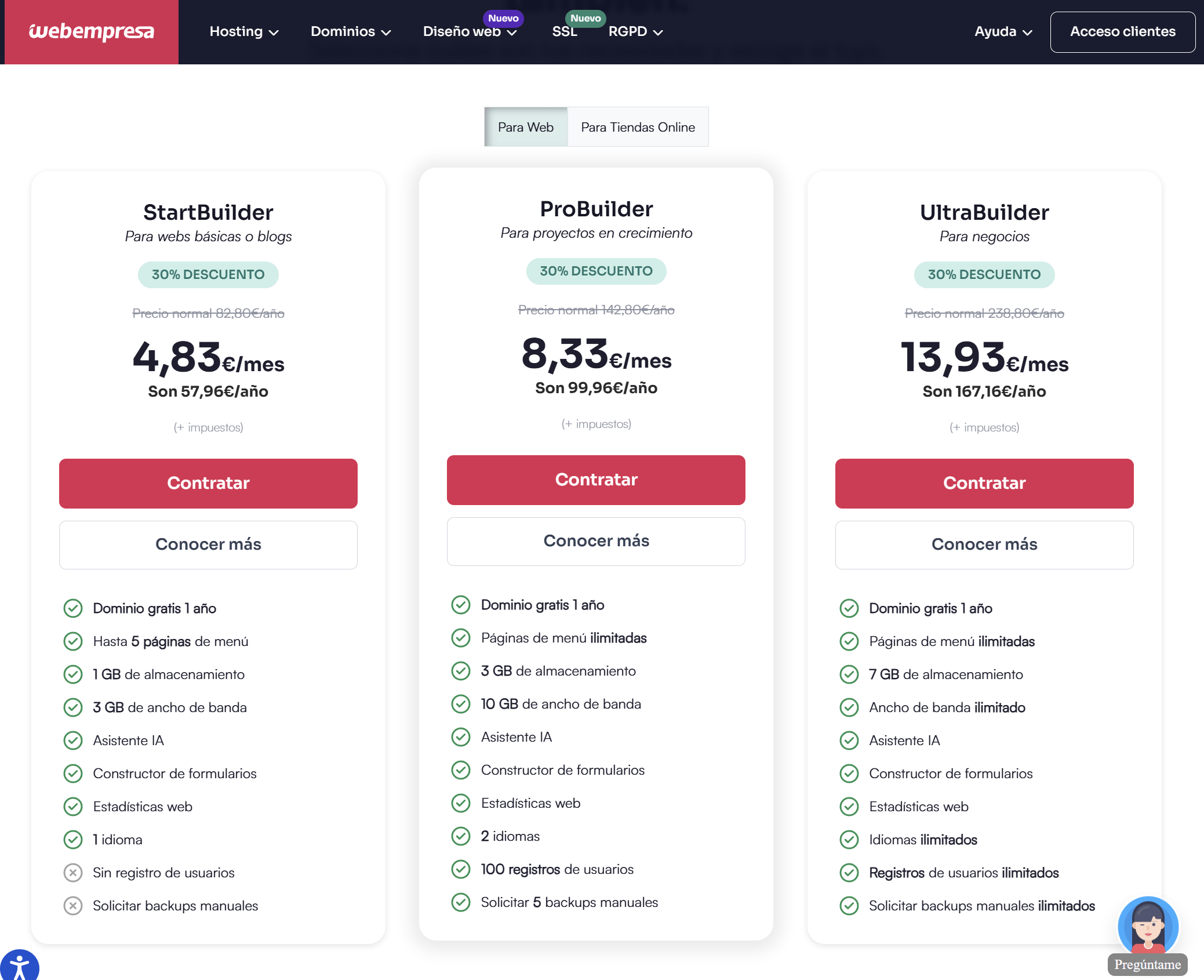 Planes Contratación Webuilder