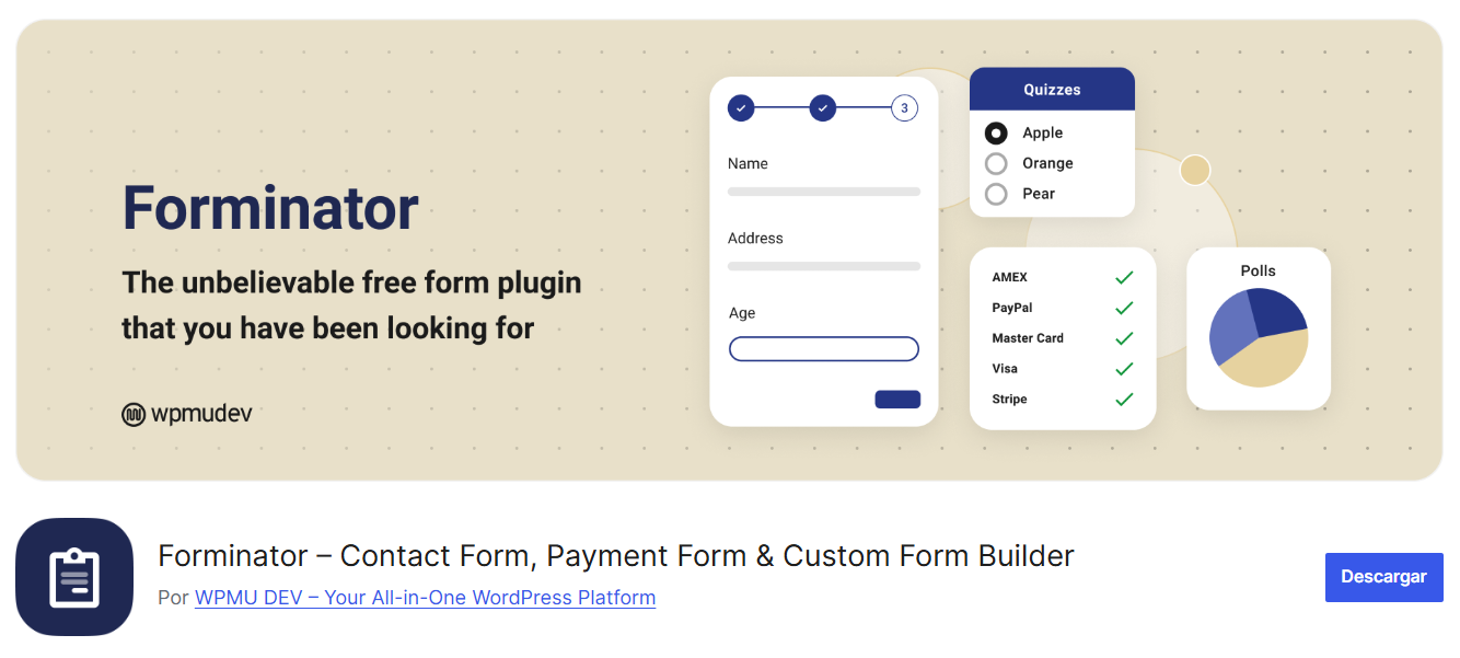 Plugin Forminator – Contact Form, Payment Form & Custom Form Builder