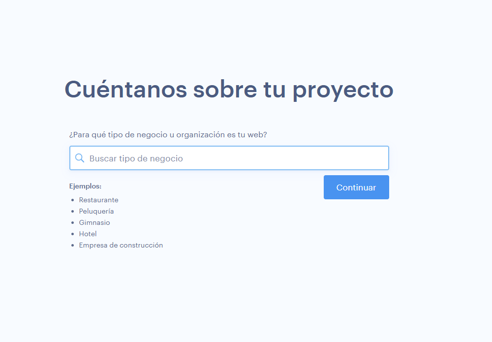 Describe el tipo de proyecto en Webuilder