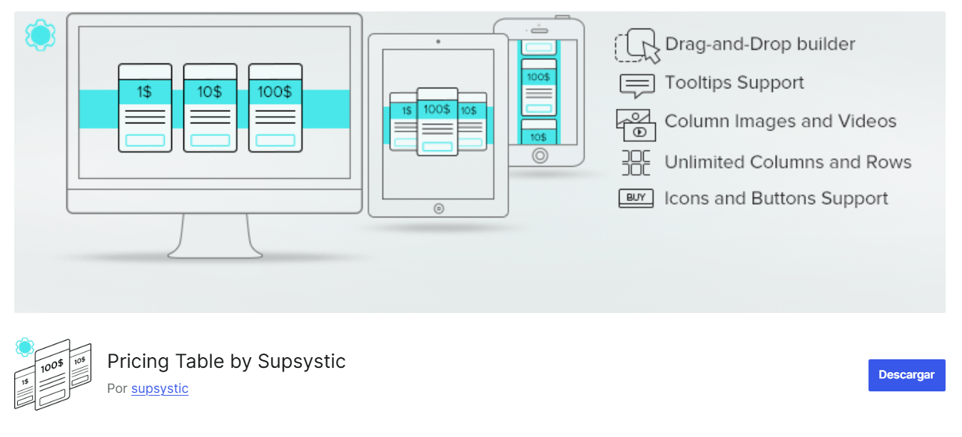 tablas-wp-04 Plugin Pricing Table by Supsystic