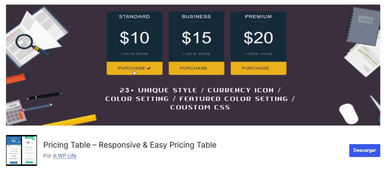 tablas-wp-06 Plugin Pricing Table by Supsystic