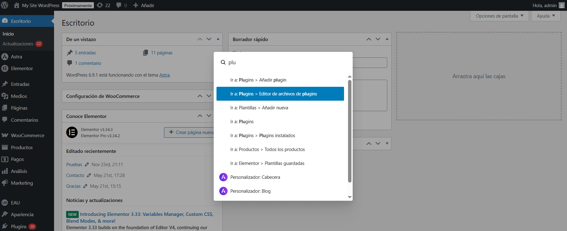 búsqueda escritorio wp