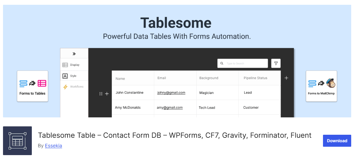 Tablesome-Table tablesome plugin